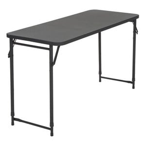 Pemberley Row PVC Black Folding Table Rectangular Adjustable Height 48&quot Unassembled