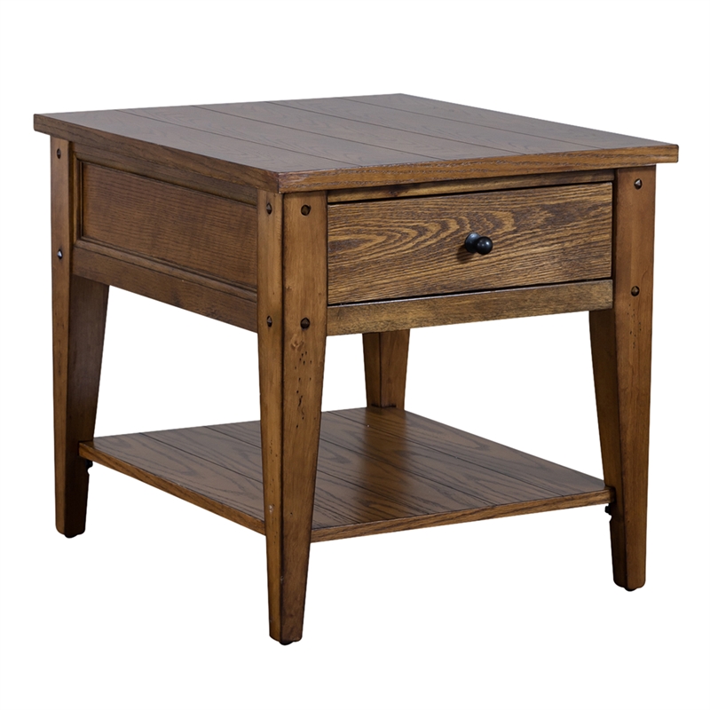 Pemberly Row Medium Brown 3 Piece Set (1-Cocktail 2-End Tables)