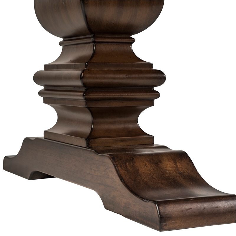 Pemberly Row Modern 7 Piece Trestle Dining Set in Brownstone