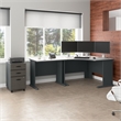 Pemberly Row Engineered Wood 48W Corner Desk w/ 36W Return & Mobile File - White