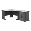 Pemberly Row Engineered Wood 48W Corner Desk w/ 36W Return & Mobile File - White