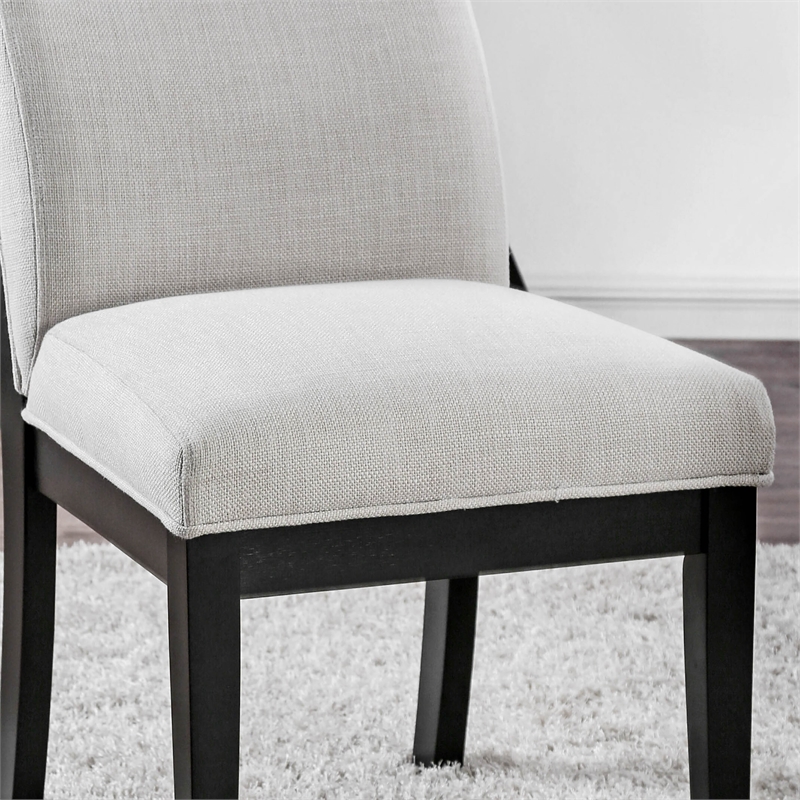 Pemberly Row Fabric Padded Dining Side Chair in Beige (Set of 2)