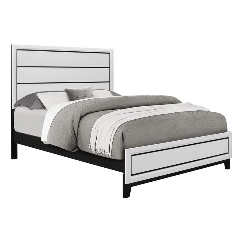 Pemberly Row Contemporary White Wood Panel Headboard Full Bed