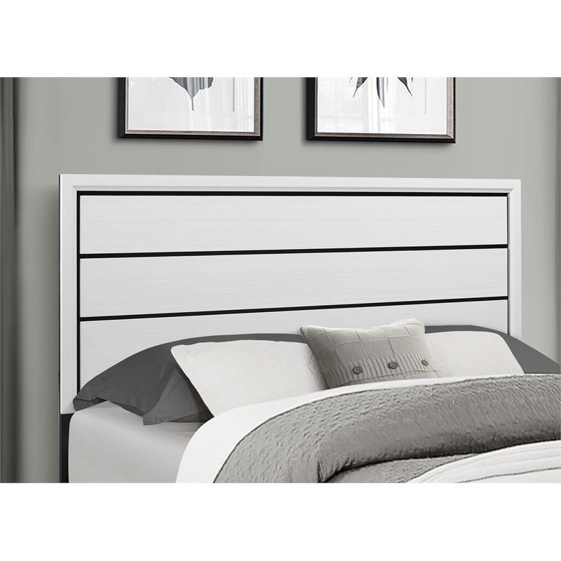 Pemberly Row Contemporary White Wood Panel Headboard Full Bed