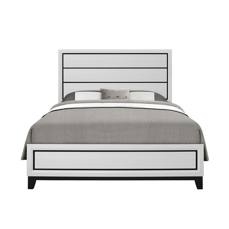 Pemberly Row Contemporary White Wood Panel Headboard Full Bed