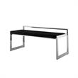 Pemberly Row Velvet and Stainless Steel Base Bench in Black/Chrome