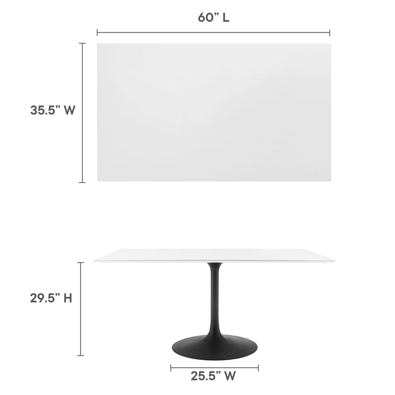 Pemberley Row Lacquered MDF Black/White Dining Table Rectangular 60