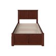 Pemberly Row Twin XL Wood Platform Bed with Footboard & Twin XL Trundle - Walnut