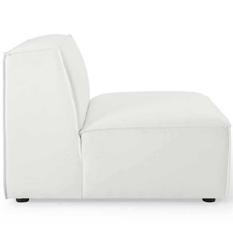 Pemberly Row 3-Piece Modern Fabric Upholstered Sectional Sofa in White