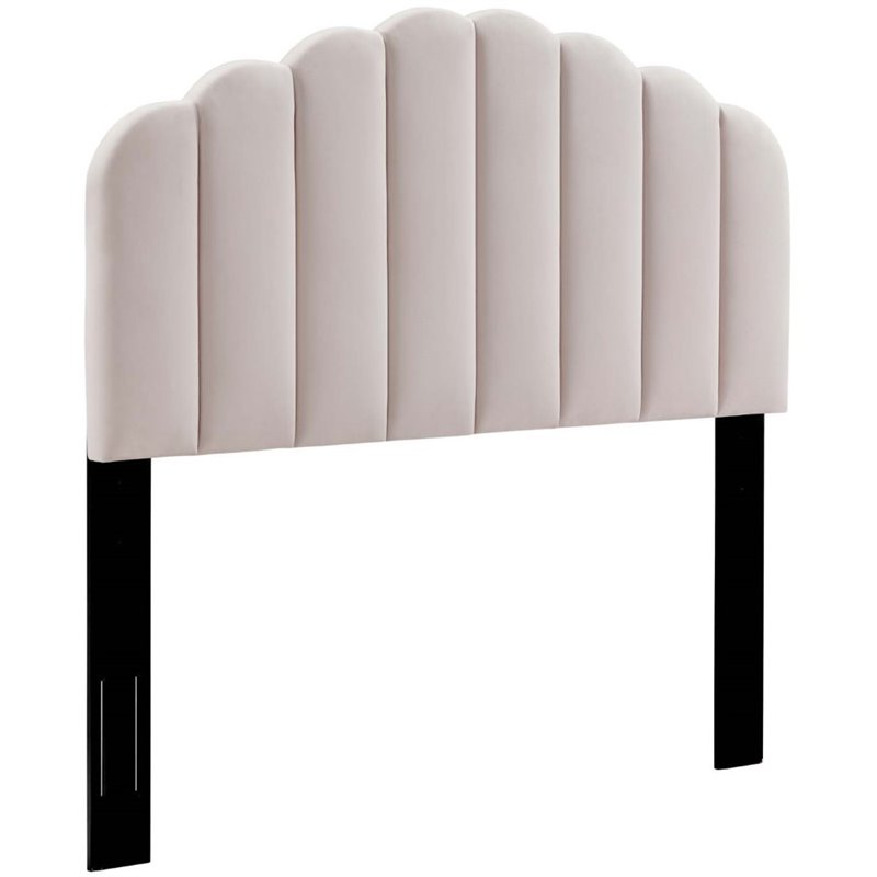 Pemberly Row Twin Modern Performance Velvet Headboard in Pink