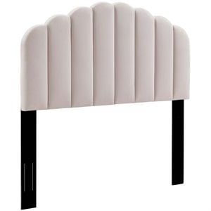 Pemberly Row Twin Modern Performance Velvet Headboard in Pink