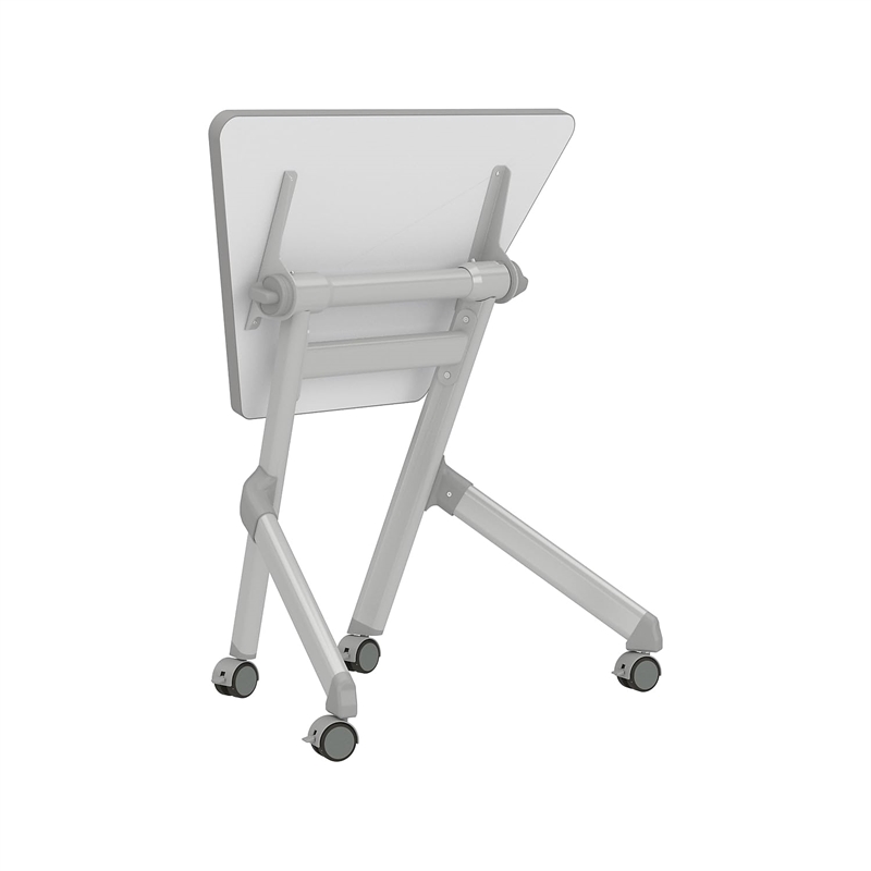 Pemberly Row Transitional Metal Mobile Trapezoid Desk in White Finish