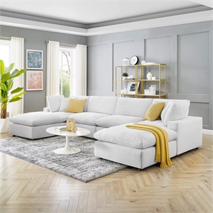 Pemberly Row 6-Piece Performance Velvet Sectional Sofa in White