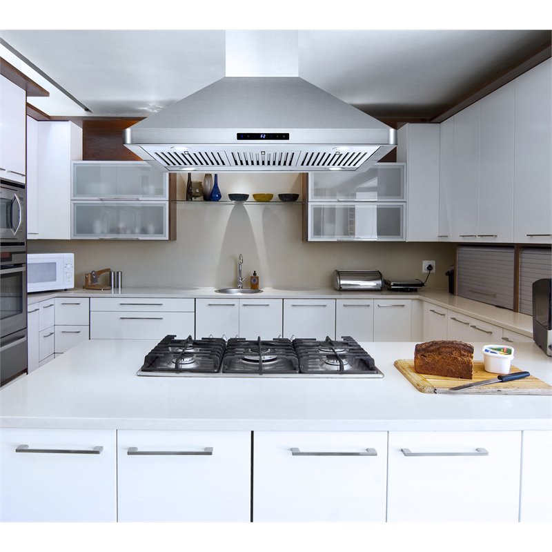 Pemberly Row 36 in. 380 CFM Ducted Island Range Hood in Stainless Steel