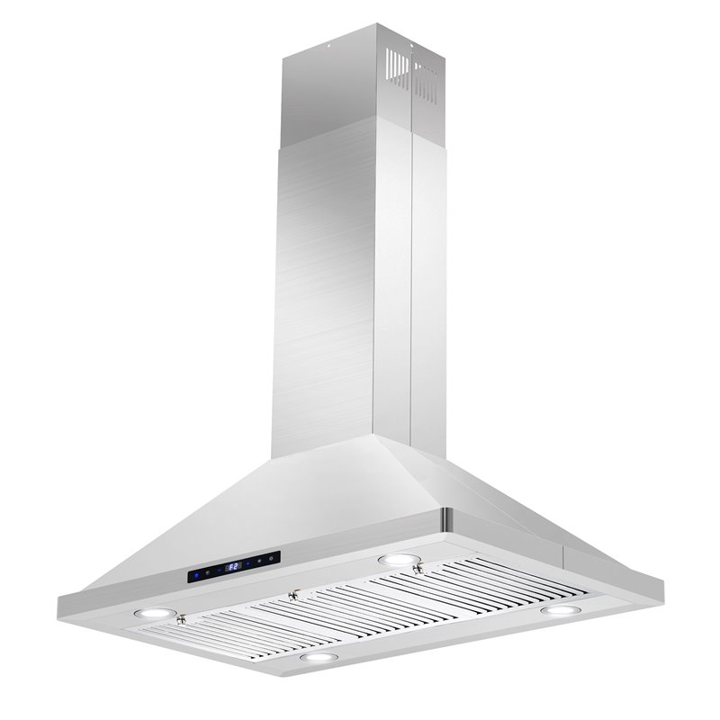 Pemberly Row 36 in. 380 CFM Ducted Island Range Hood in Stainless Steel