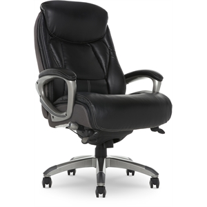 Pemberly Row Executive Office Chair Black Leather and Gray Mesh