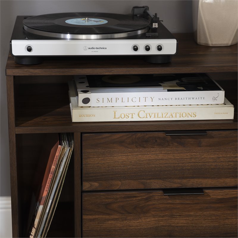 Pemberly Row Modern Storage Bedroom Nightstand Set in Dark Walnut