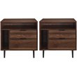 Pemberly Row Modern Storage Bedroom Nightstand Set in Dark Walnut