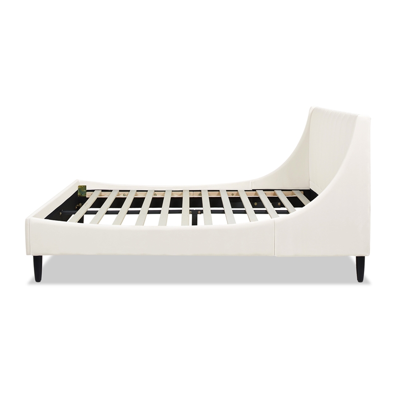 Pemberly Row Modern Upholstered Platform Bed Queen Cloud White
