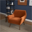 Pemberly Row Mid Century Modern Luxury Accent Velvet Armchair in Burnt Orange