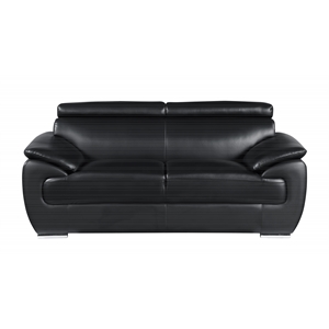 Pemberly Row Modern Leather Upholstered Recliner Loveseat in Black