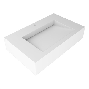 Pemberly Row 30&quot Solid Surface Manmade Stone Bathroom Sink in White