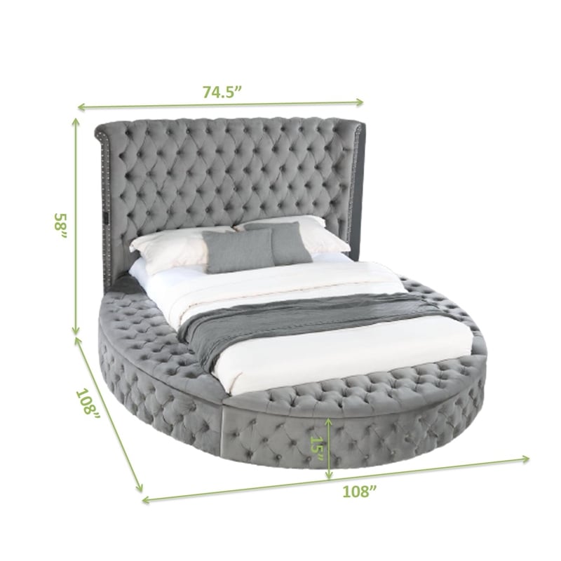 Pemberly Row Queen 4 Pc Tufted Upholstery Bedroom Set Made with Wood In Gray