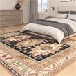 Pemberly Row Contemporary Rust Black Ivory Aqua Viscose Area Rug