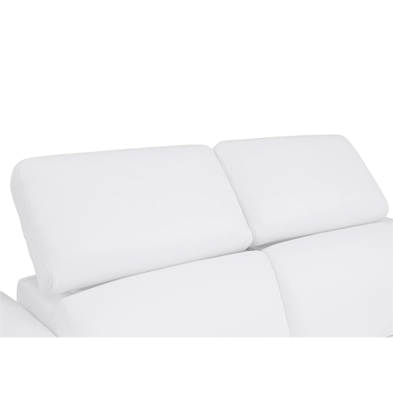 Pemberly Row Italian Leather Sofa with Power Recliner in White