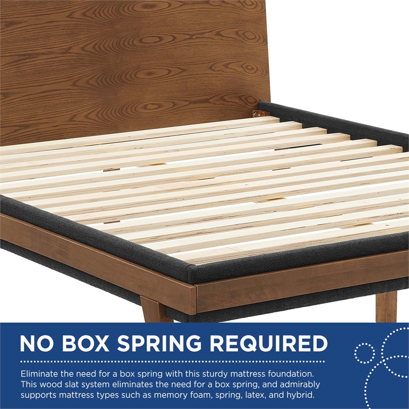 Pemberly Row Contemporary MDF Wood Queen Platform Bed in Walnut