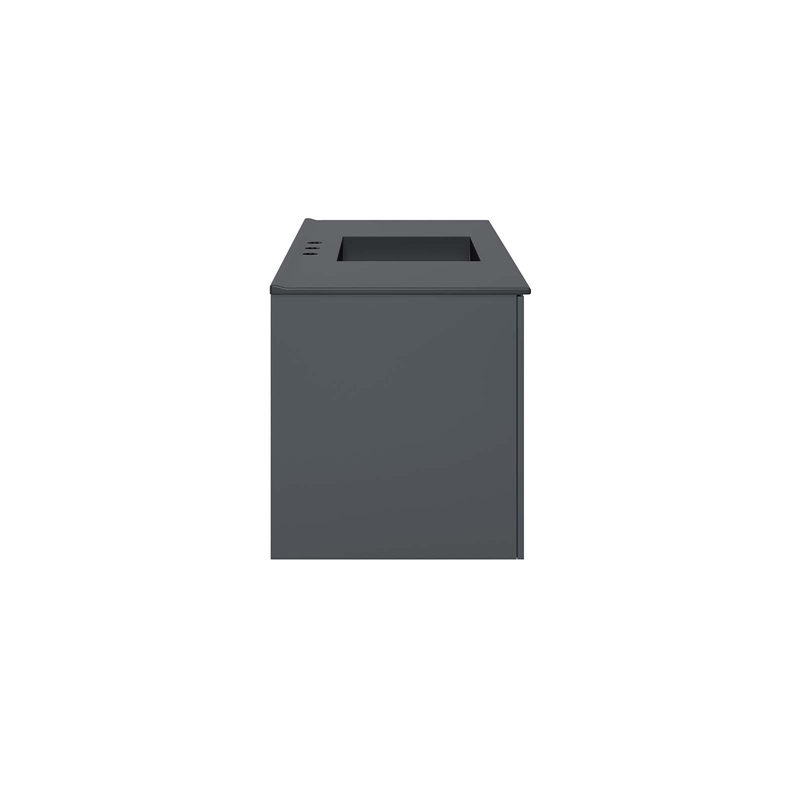 Pemberly Row Modern Wood Single Sink Bathroom Vanity in Gray/Black