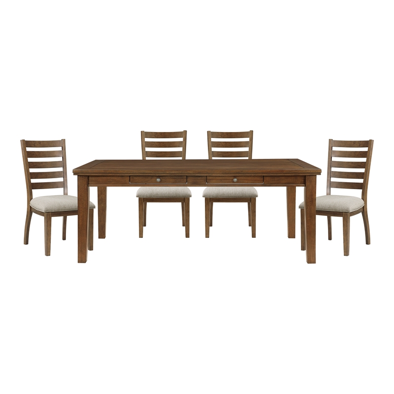 Pemberly Row 5-Piece Contemporary Wood and MDF Board Dining Set in Cherry