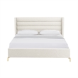 Pemberly Row Upholstered Linen & Wood Queen Platform Bed in Light Beige