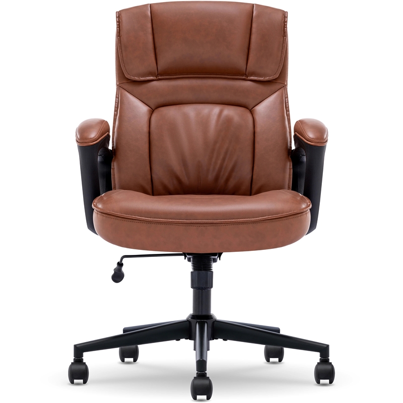 Pemberly Row Contemporary Executive Office Chair Cognac Leather