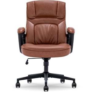 Pemberly Row Contemporary Executive Office Chair Cognac Leather