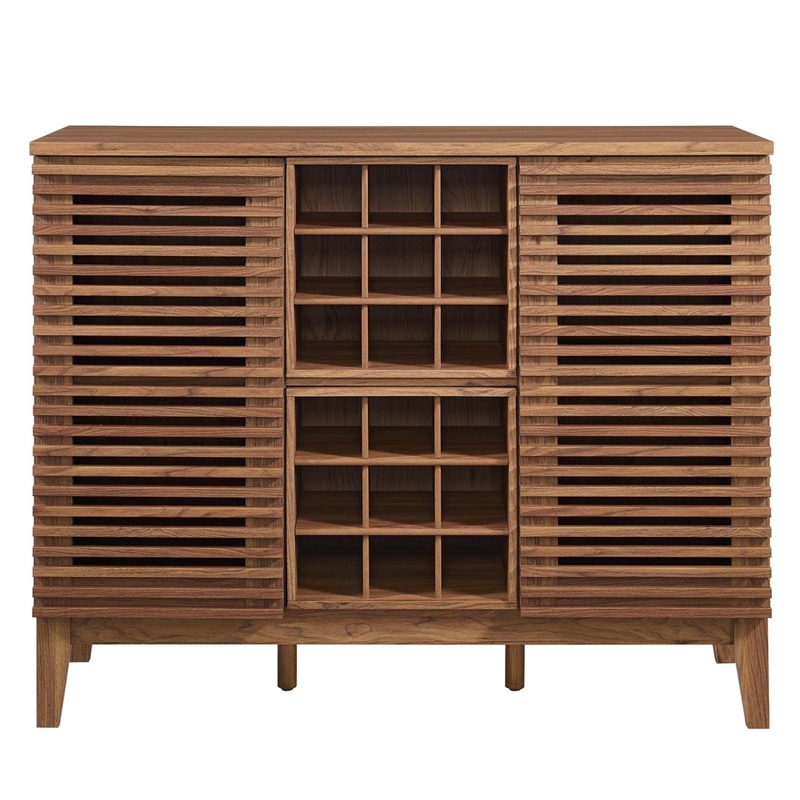 Pemberly Row Particleboard and Laminate Bar Cabinet in Walnut