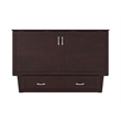Pemberly Row Queen Solid Wood Murphy Bed Chest with Mattress in Espresso