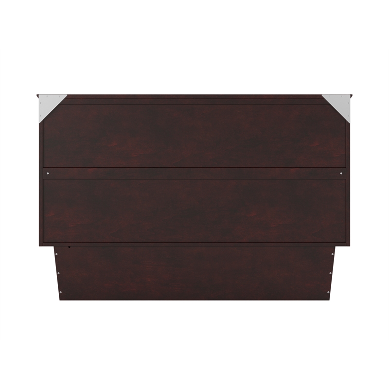 Pemberly Row Queen Solid Wood Murphy Bed Chest with Mattress in Espresso