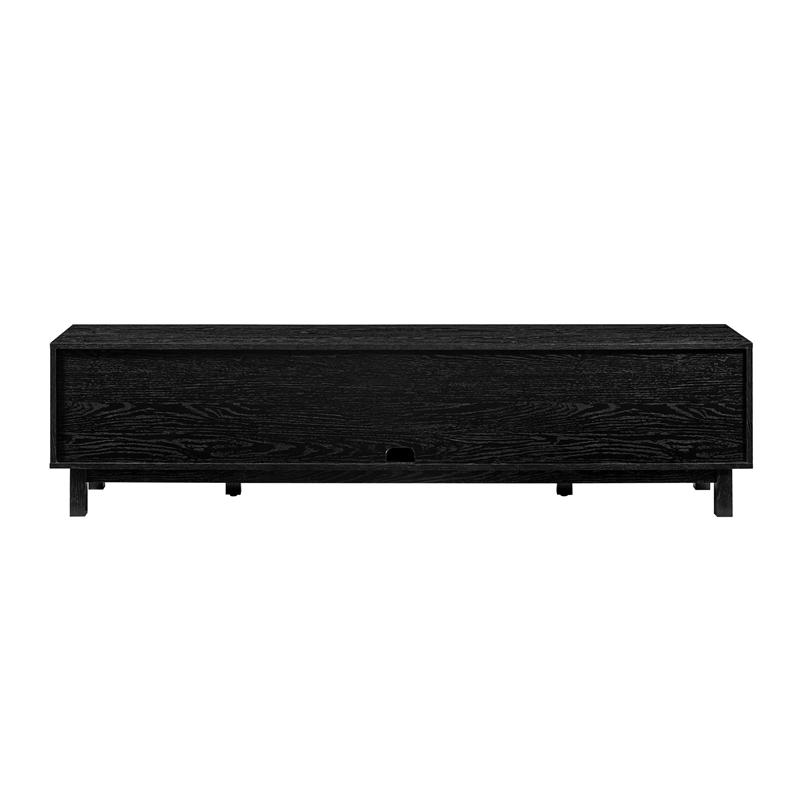 Pemberly Row Wood 2-Door w/ Rattan TV Stand for TVs up to 80 inches - Black