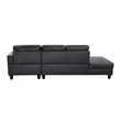 Pemberly Row L Shaped Black Faux Leather 2-Piece Couch Living Room Sofa Set