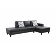 Pemberly Row L Shaped Black Faux Leather 2-Piece Couch Living Room Sofa Set