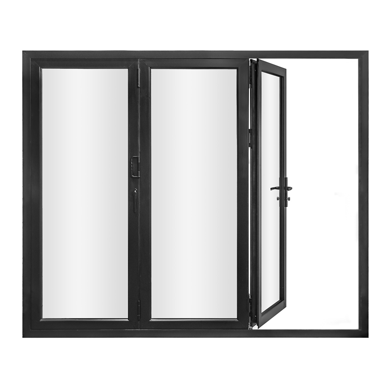 Pemberly Row 3 Panels Folding Doors - Black Folded Out From Left To Right