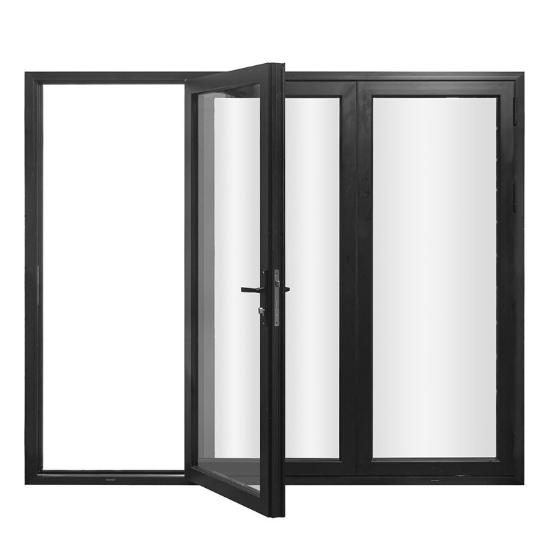 Pemberly Row 3 Panels Folding Doors - Black Folded Out From Left To Right