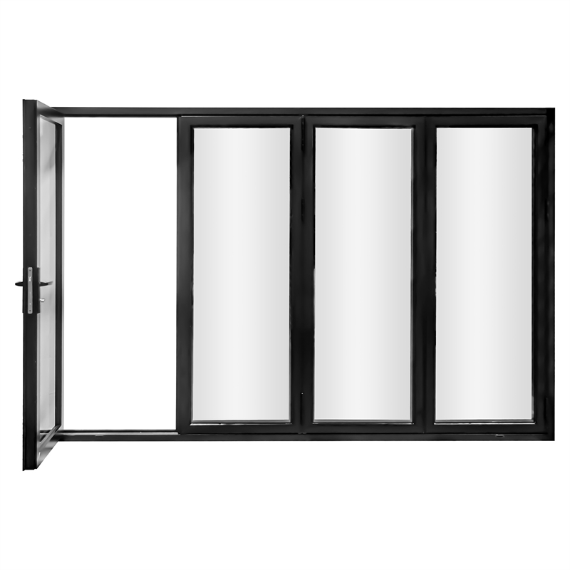 Pemberly Row 4 Panels Folding Door - Black Folded Out From Left To Right