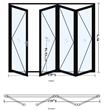 Pemberly Row 4 Panels Folding Door - Black Folded Out From Left To Right