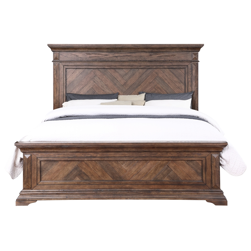 Pemberly Row Modern 5-Piece Wood Queen Bedroom Set in Walnut