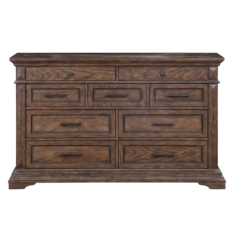 Pemberly Row Modern 5-Piece Wood Queen Bedroom Set in Walnut