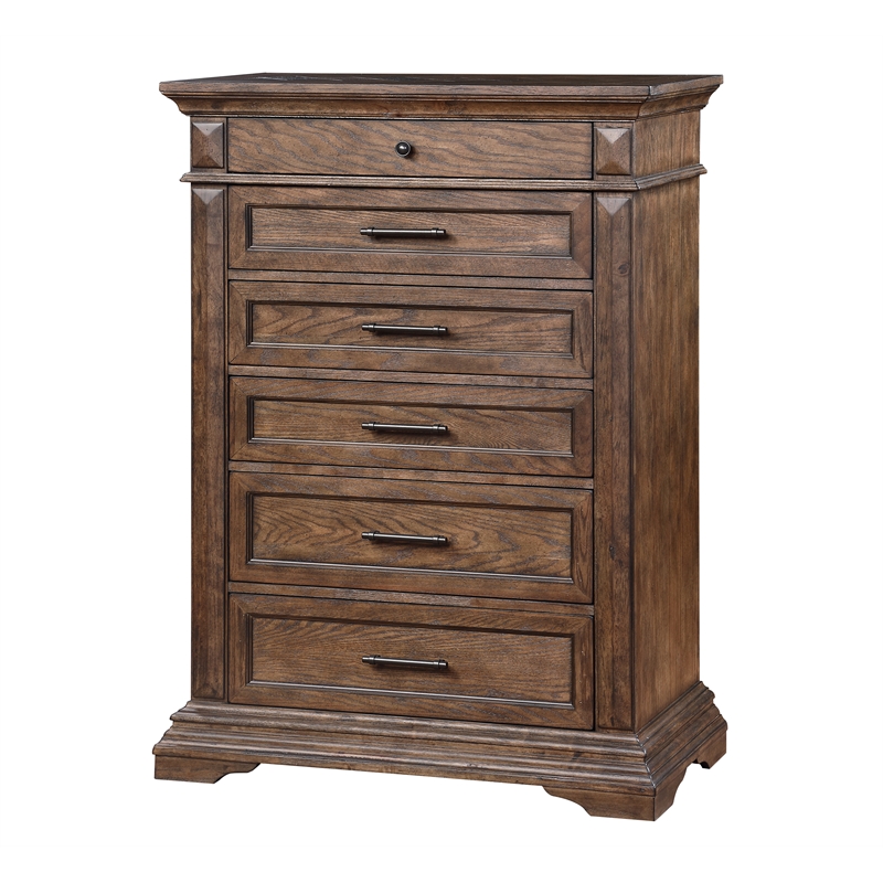Pemberly Row Modern 5-Piece Wood Queen Bedroom Set in Walnut