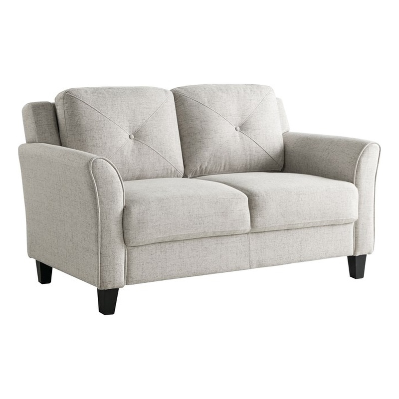 Pemberly Row Contemporary Loveseat in Beige Fabric Upholstery