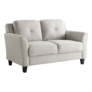 Pemberly Row Contemporary Loveseat in Beige Fabric Upholstery